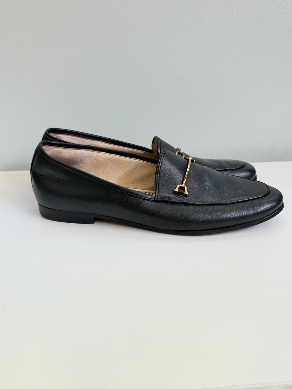 Sam Edelman Womens 9 Black Leather Gold Horsebit Loafers Slip On Shoes Classic - Picture 2 of 12